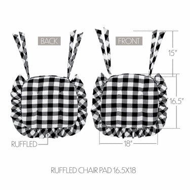 Annie Buffalo Check Black Ruffled Chair Pad 16.5x18 - The Fox Decor